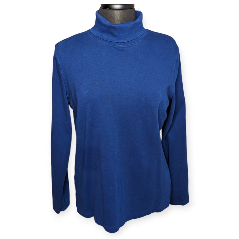 St. John's Bay Navy Blue Long Sleeve Turtleneck Top Size XL